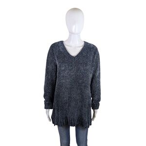 Orvis Blue Soft Heather Knit V-Neck Sweater Size M